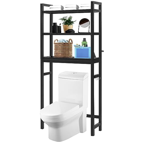 HITOMEN Over The Toilet Storage Bamboo Adjustable 3Tier Above