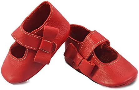 Baby Moccasins, The Coral Pear Mary Jane, Genuine Leather Shoes for Babies &amp; Toddlers, Red, Size 6.5M (Babies &amp; Toddlers)