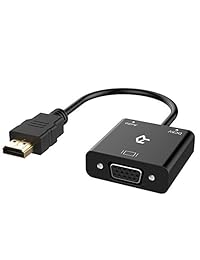 Adaptador Conversor HDMI a VGA, 1080p con puerto de audio, Rankie Active HDMI HDTV a VGA chapado en oro, macho a hembra con micro USB y cable puerto de audio 0.13 pulg, Negro