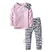 BIG ELEPHANT Girls Dress Sets T-Shirt Pants Kids Outfits Bow F50 Pink For 3-4 Years (Tag Size 110),Pink,3-4 Years