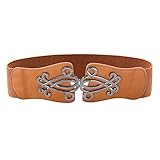 Retro Vintage Brown Belts Women Elastic Waist Belt Size L CL0415-5