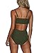 FeelinGirl Women's Sexy Criss Cross High Waist Bandage 2PCS Bikini Set Swimsuit,Atrovirens,M(US8-10)