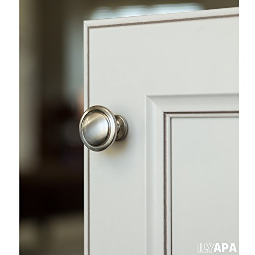 image for Ilyapa Satin Nickel Kitchen Cabinet Knobs - 1 1/4 Inch Round Drawer Ha