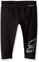 Skechers Big Girls' Sport Active Capri Legging, Black Shimmer, Large
