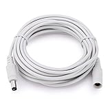 WildHD Power Extension Cable 16.5ft 2.1mm x 5.5mm Compatible with 12V DC Adapter Cord for CCTV Security Camera IP Camera Standalone DVR(16.5ft DC5.5mm Plug White)