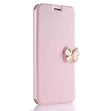 iPhone 8 Plus Case,AutumnFall Full Protective Anti-Scratch Resistant Butterfly Decoration Leather Cover Case for Apple iPhone 8 Plus 5.5 Inch (2017) (Rose Gold)