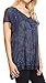 Sakkas 15774 - Hope Embroidery and Seqiun Accents Summer Blouse - Navy - OS
