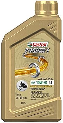 Castrol 06114 POWER 1 4T 10W-50 Synthetic Motorcycle Oil, 1 Quart Bottle, 6 Pack
