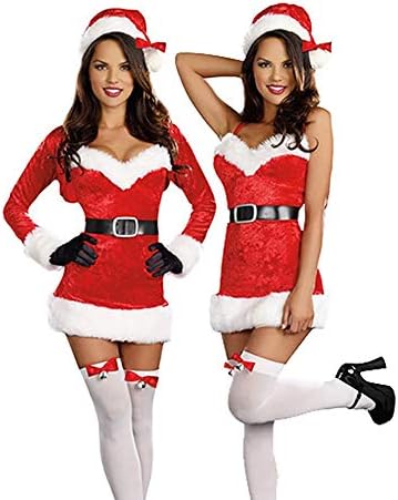 Onebook Women's 2 Piece Mrs. Claus Costume Santa Baby Costume Sexy Santa Outfits Petticoat
