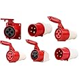 Industrial Plug, IP44 Waterproof Male Female Connector Power Connecting Industrial Plug Socket Red, 4Pin 32A 024Plug