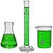 Beaker, Flask, Cylinder Set, 3.3 Boro. Glass - 3 Pieces - 50ml Beaker, 50ml Flask, and 10ml Cylinder, Karter Scientific 215M2