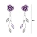 Glamorousky Violet Rose Earrings with Violet Austrian Crystals and Crystal Glass