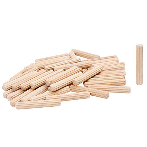 100 Pack 1/4" Wood Dowel Pins Straight Grooved Pins for Furniture Door and Art Projects (1/4 in