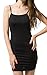 chifave Women's Sexy Seamless Bodycon Spaghetti Strap Cami Slip Under Mini Dress(Blcak,S)