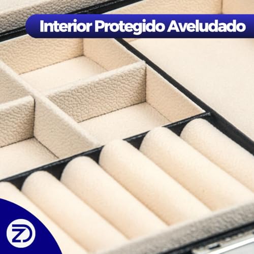 Porta Joias Dupla Camada com Chave | Organizador Multifuncional para Anéis, Brincos e Colares | Compacto, Resistente e Ideal para Viagem | Cor Branco