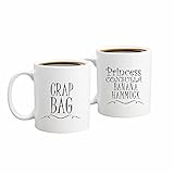Princess Consuela Banana Hammock & Crap Bag Couples Funny Coffee Mug Set 11oz - Friends TV Show Quote - Central Perk - Unique Gift For Boyfriend and Girlfriend - His and Hers Anniversary Present