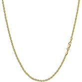 Aenmia Solid 14k Yellow Gold Rope Chain Necklace, Lobster Claw Clasp, Jewelry Gift for Women Men, 1.55-3.05mm, 16-24 inch