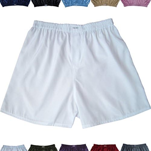 Men's Satin Boxer Shorts Underwear Luxury Color, 28"-30", White