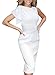 VfEmage Women's Celebrity Elegant Ruched Wear to Work Party Prom Bodycon Dress 1157 WHT M