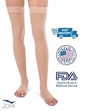 Jomi Compression Thigh High Collection, 30-40mmHg Surgical Weight Open Toe 341 (Large, Beige)