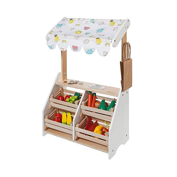 Howa Kaufladen Marktstand Kleiner Holz incl. 25 TLG. Zubehör 4753