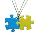 Sensory Oral Motor Aids Chew Necklace for Boys Girls Adults, 2 Pack Silicone Puzzle Chewy Jewelry for Autism ADHD Baby Nursing or Special Needs Kids, Reduce Biting for Heavy Chewer (Blue&Yellow)