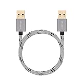 USB 3.0 Cable Male to Male 1.5 ft, SNANSHI USB to USB Cable Nylon Braided Cable Aluminum Shell for Data Transfer Hard Drive Enclosures, Laptop Cooling Pad, Modems, Cameras and More