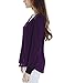 Womens V Neck Long Sleeve Ruffled Shoulder Solid Chiffon Blouse (X-Large, Purple)