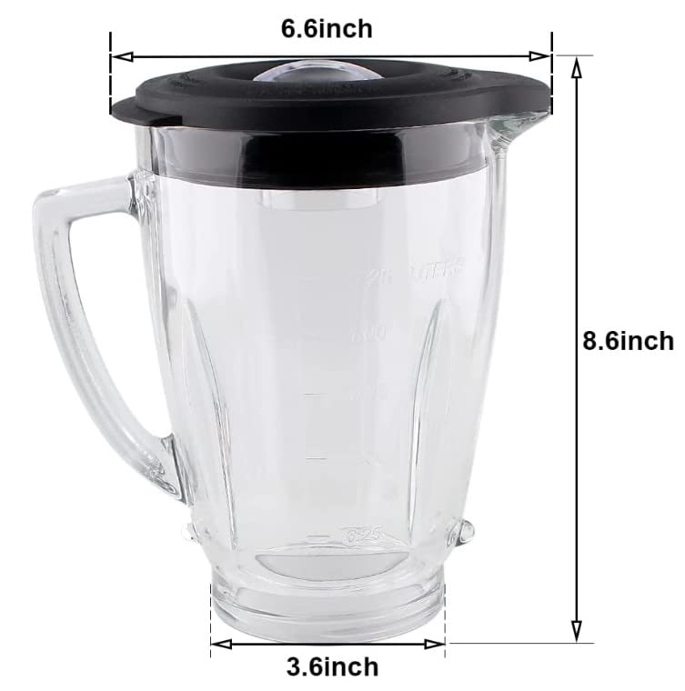 Premium Replacement 6-Cup Blender Glass Jar Compatible with Oster Pro 1200 Blender