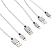 Alster Cable 8 Pin 3'/6'/10' Premium Lightning to USB Cable, Nylon Braided Charging Cable Cord Compatible with iPhone 7/7 Plus/6/6S/6 Plus/6S Plus/5/5S/5C/iPad/iPod and More - White - 3Piece