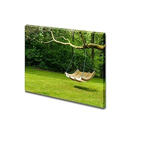 Curved Swing Bench Hanging from The Bough of a Tree for Relaxing on Hot Summer Days Home Deoration ing ped - Canvas Art Wall Art - 12" x 18"