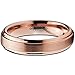 Tungsten Wedding Band Ring 4mm for Men Women Comfort Fit 18K Rose Gold Plated Beveled Edge Brushed Polished