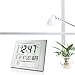 HeQiao Silent Desk Clocks Digital Wall Clock Simple Large LCD Alarm Clock with Temperature Calendar for Home Office (Silver)