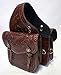 Equitem Dark Oil Floral Rosette and Basketweave Tooled Western Saddle Bagthumb 1