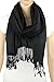 Achillea Two Tone Vintage Jacquard Paisley Pashmina Shawl Wrap Scarf (Black)