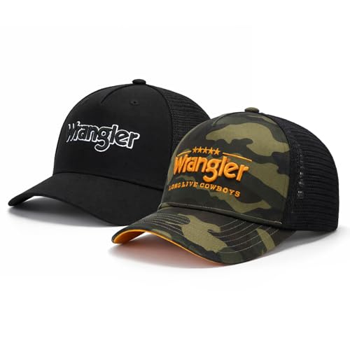 Montana West X Wrangler - Juego de 2 piezas de gorra de béisbol de malla transpirable estructurada con 7 paneles ajustables