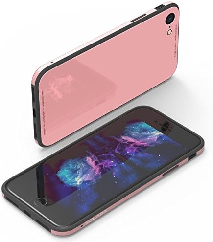 iPhone 7 8 Phone Case - Newliton Ultra-thin Tempered Glass Back Cover Anti Scratch Reinforced Glass Toughened Case for Women Men (Pink)