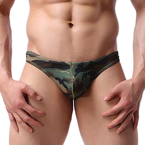 iZHH Sexy Underwear for Men Ultr-Thin Color Printing Man Low Waist U Convex Underpants