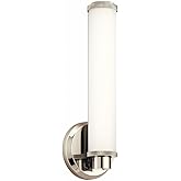 Kichler Indeco 14.5" LED Linear Vanity Light with Satin Etched White Glass in Polished Nickel