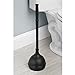 mDesign Modern Plastic Bathroom Storage and Cleaning Accessory Set - Includes Toilet Plunger, Bowl Brush, 3-Roll Toilet Paper Canister with Lid, Wastebasket Trash Can/Garbage Bin - 4 Pieces - Black