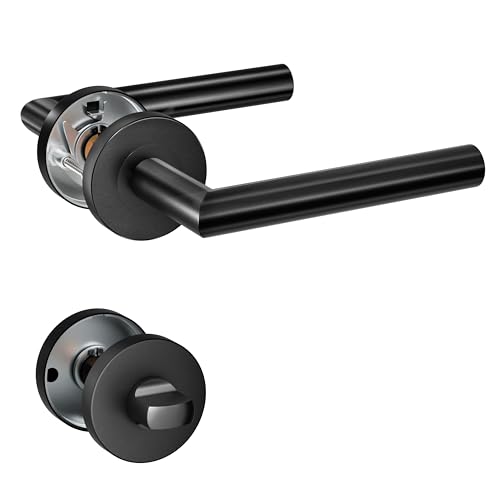 1 Pack of HENYIN Stainless Steel Door Lever Handle with Bathroom Knob,Mortise Door Lock handle,Black Color (SO2-103BK-B)