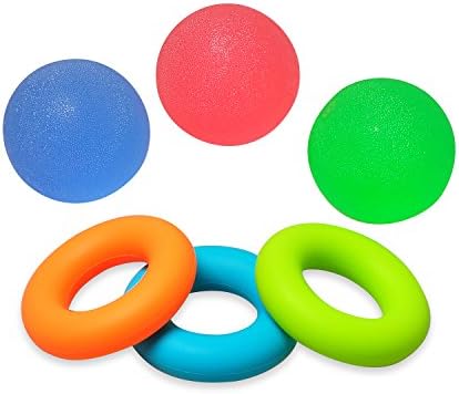 Seekingtag Stress Relief Ball Set(3 Pack Tear – Resistant Stress Ball and 3 Pack Stress Relief Rings)