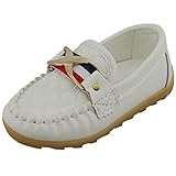 DADAWEN Boy's Girl's Classic Slip-on Loafers Oxford Flat Shoes White US Size 7 M Toddler