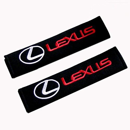 Lexus Cars Embroidered Badge Comfortable Seat Belt Shoulder Pad Cover Velcro Opening Fiber 1 Pair