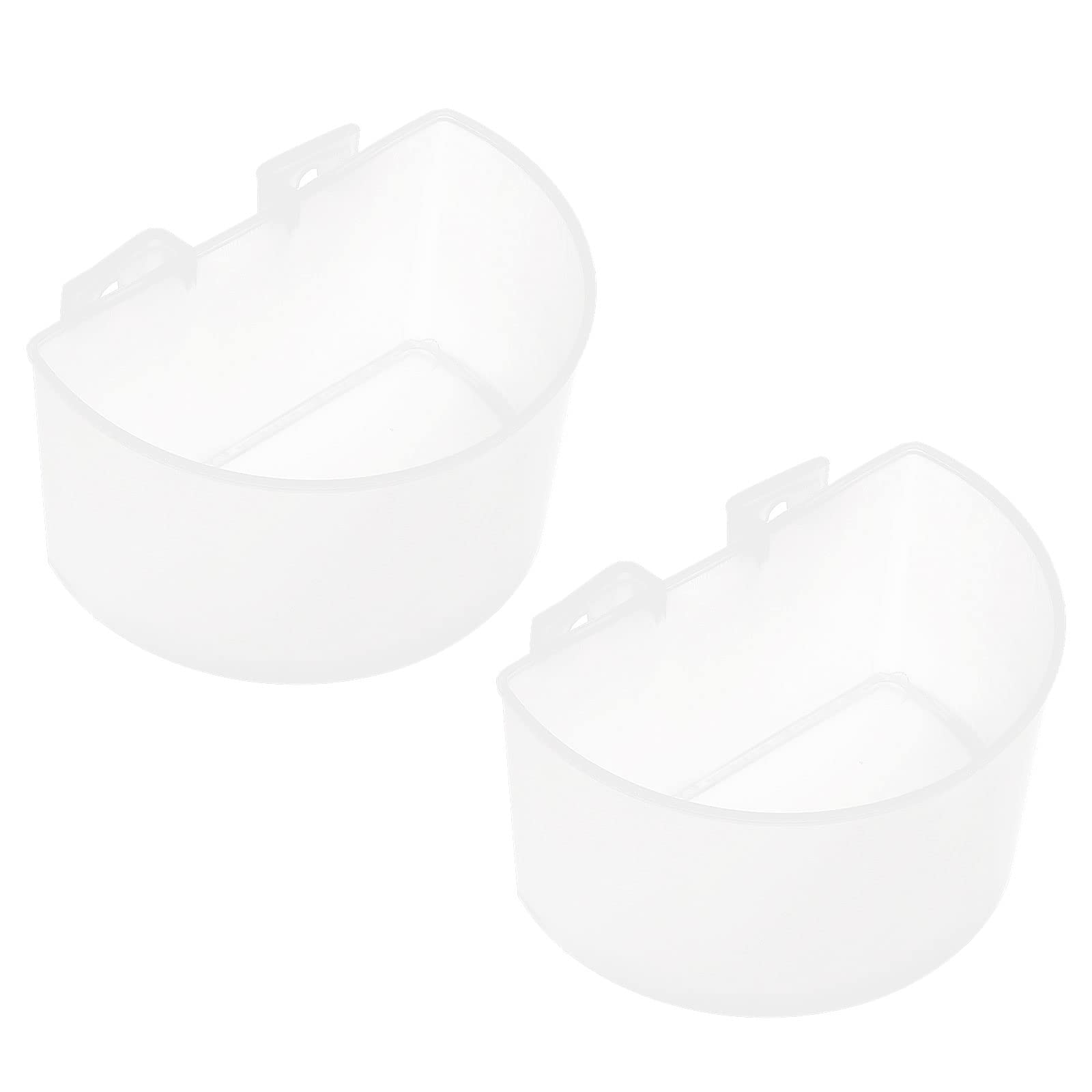 PATIKIL Mini Bird Feeder Cage Cups, 2 Pack Pigeon Water Bowl Flat Feeding Sand Cup Hanging Container for Parrot Poultry, Clear