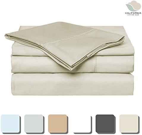 American Cotton - 600 Thread Count 2 Piece Sheets and 2 Piece Pillowcases Set - 100% Long-Staple Pure Cotton Soft Sateen Weave - Hotel Luxury Quality - Well Fitted for Mattress, Ivory, King