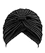 Black Pleated Satin Turban Hat Head Cover Sun Cap