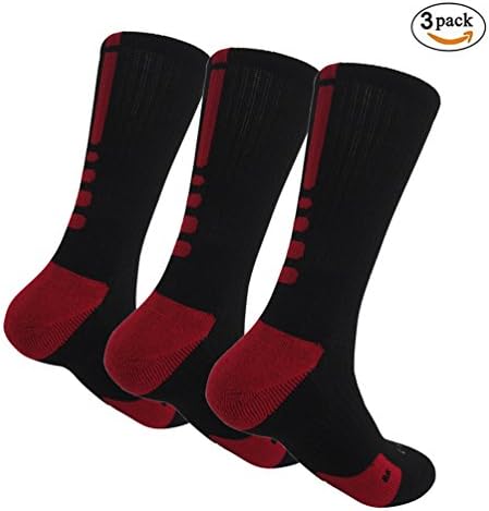 MUMUBREAL Men's Dri-Fit Cushioned Basketball Athletic Sports Compression Crew Socks Size 6-13 (3 Pack)