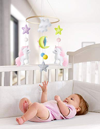 Baby Crib Mobile by Giftsfarm, Unicorn Baby Mobile for Girl Nursery Décor (2019 New Design) - Thumbnail 3