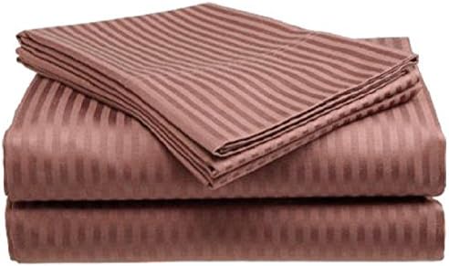 ELEGANTE 1800 Count Egyptian Comfort Striped Twin Bed Sheet Set, Mocha